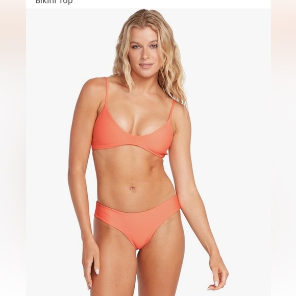 NEW Volcom Simply Solid Orange Cheekini Bikini Set size XS - Picture 2 of 11